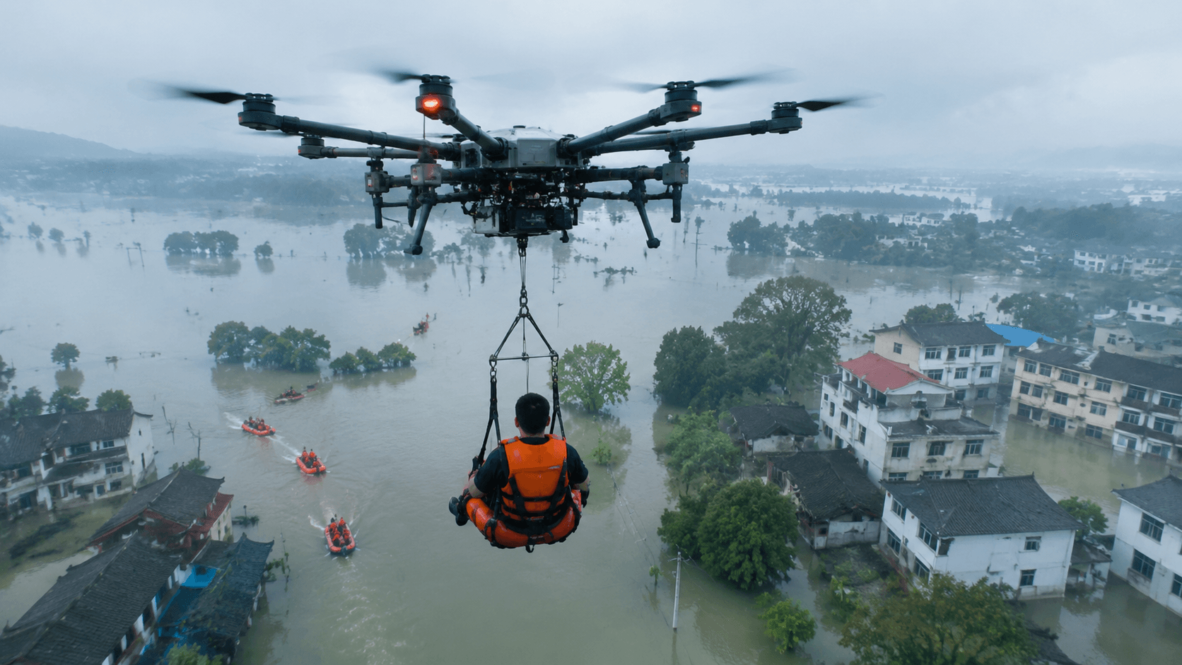 Chinese Heavy-Lift Drones Airlift Flood Victims in Guangxi Amid Safety Protocols