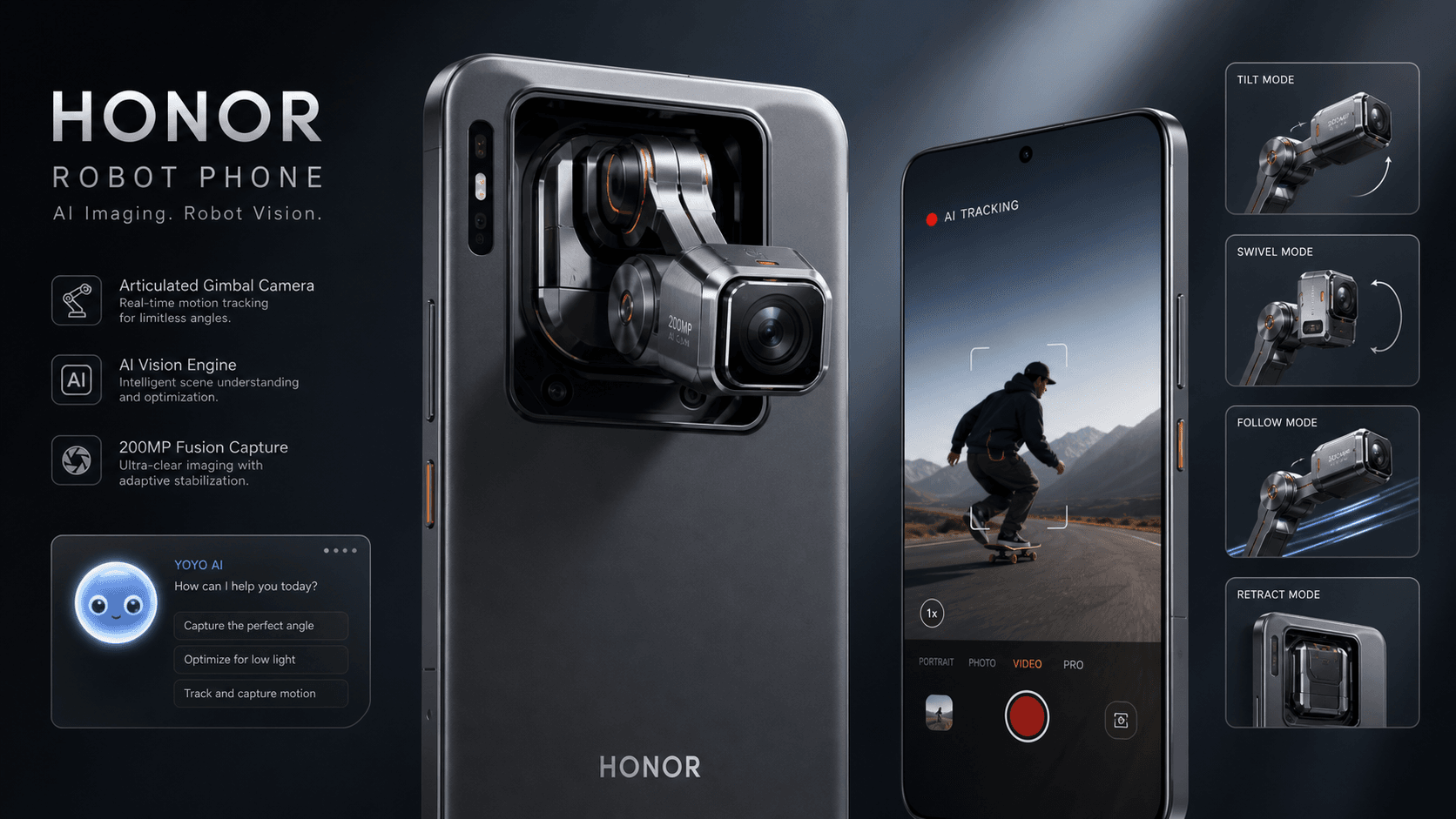Honor Robot Phone Launches with 4DoF Gimbal and YOYO AI at WAIC