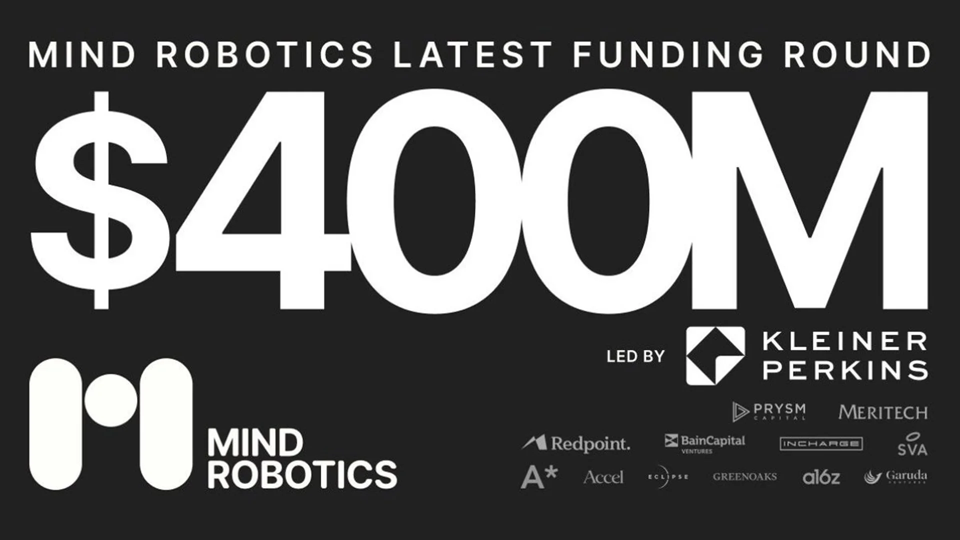 Mind Robotics Secures $400 Million Funding Round Led by Kleiner Perkins, Exceeding $1 Billion Total
