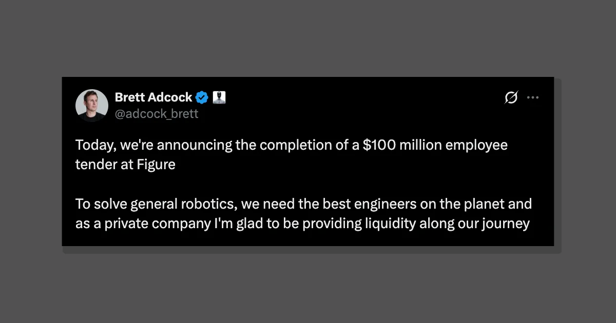 Figure Completes $100 Million Employee Tender Offer Amid Robotics Talent Competition